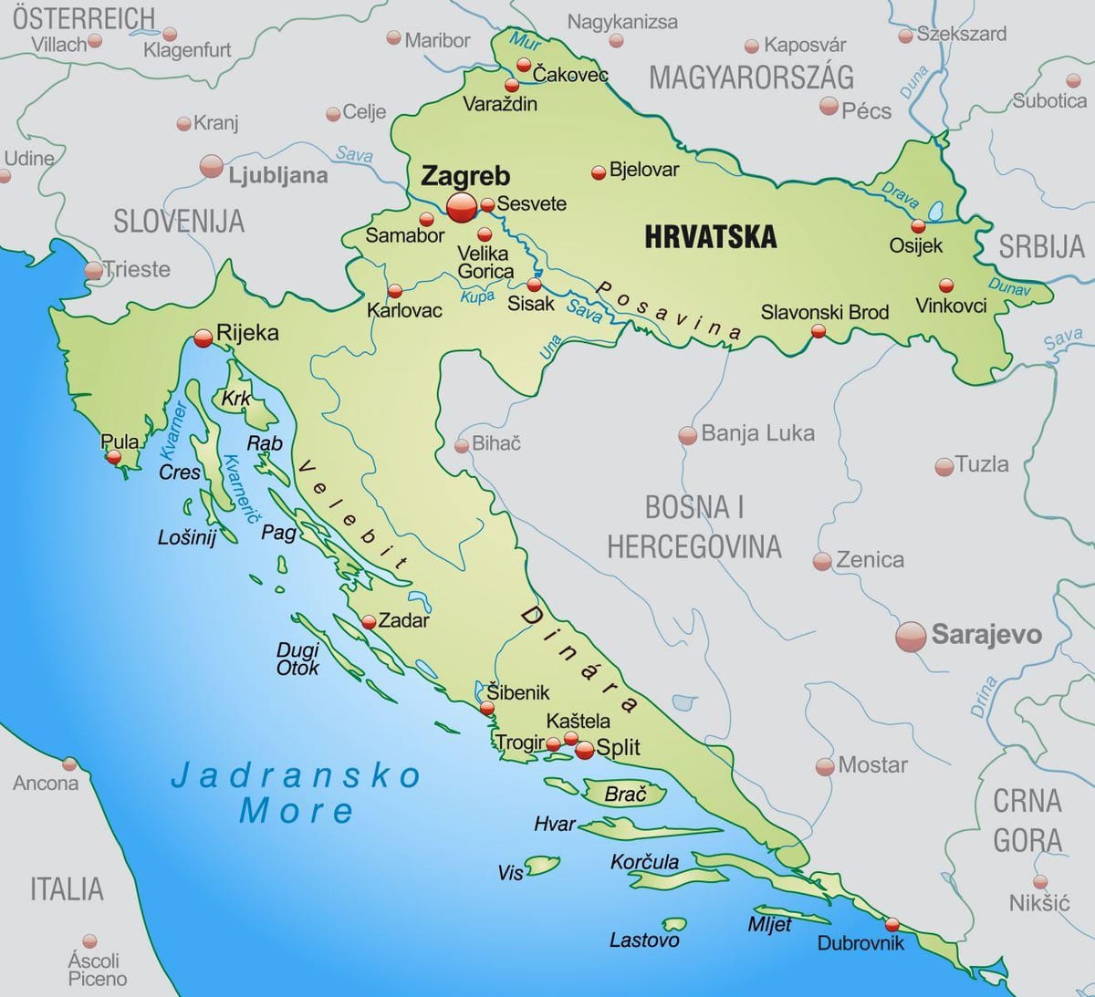 Северна Хрватска-карта