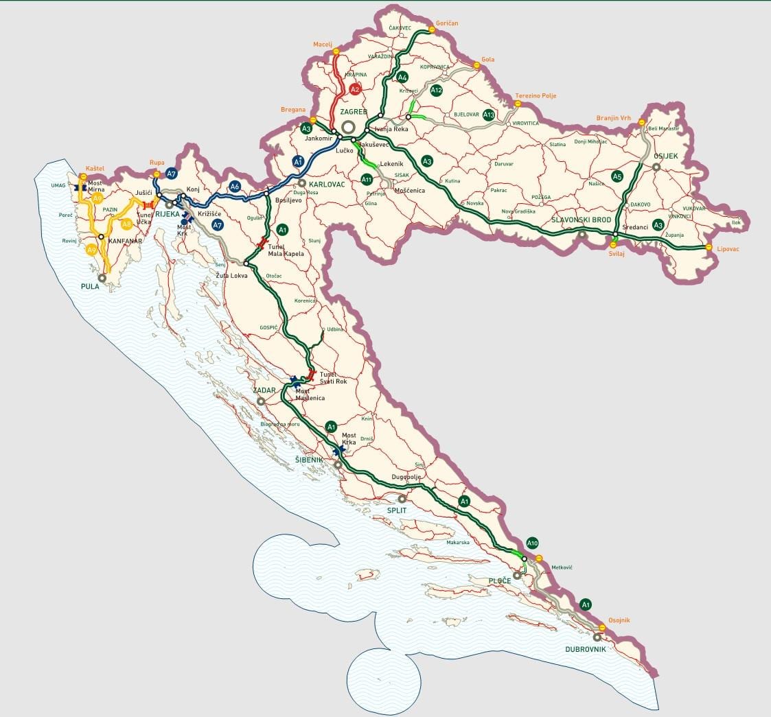 хрватски автобаны мапи