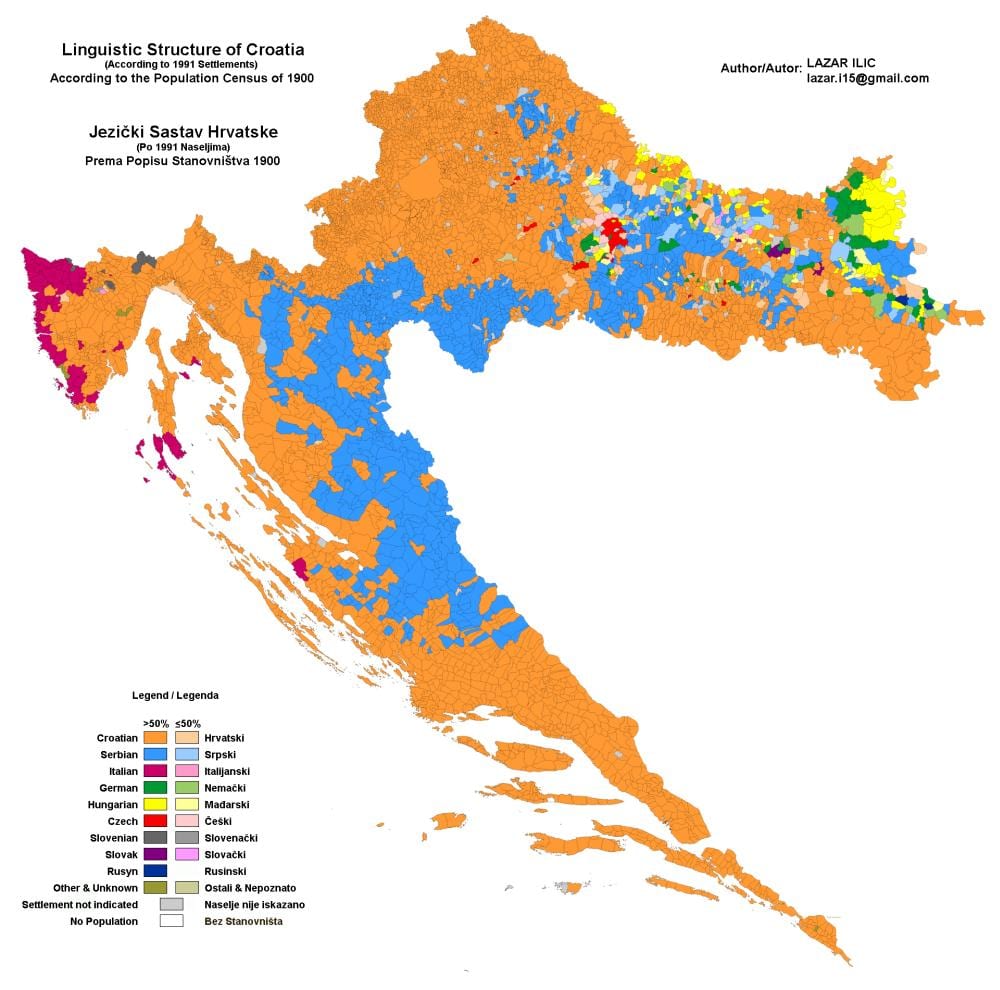 карта етничкој мапи Хрватске