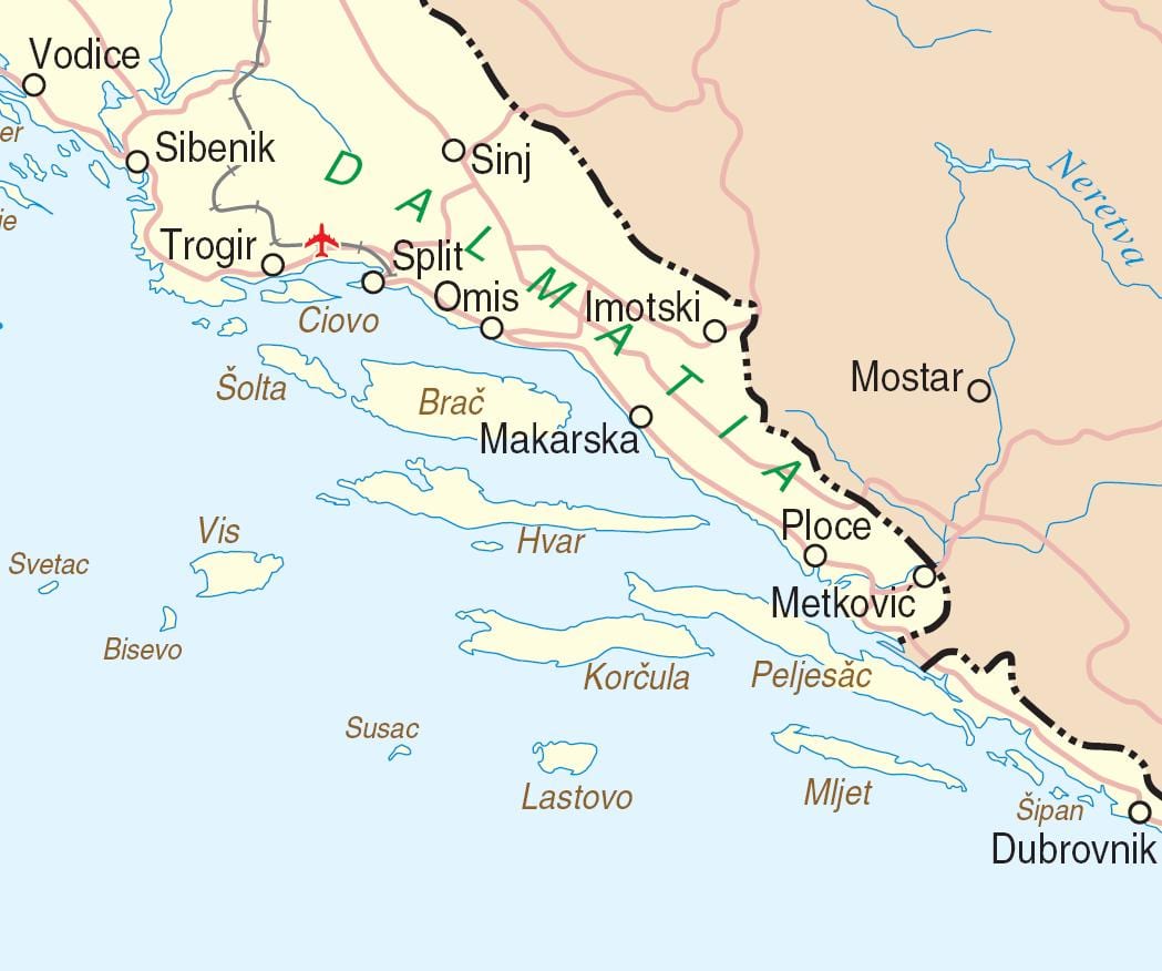 карта Јужне Хрватске