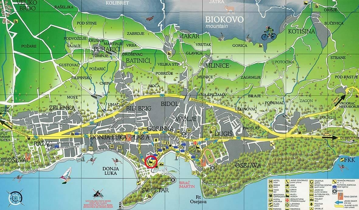 карта макарске Хрватска