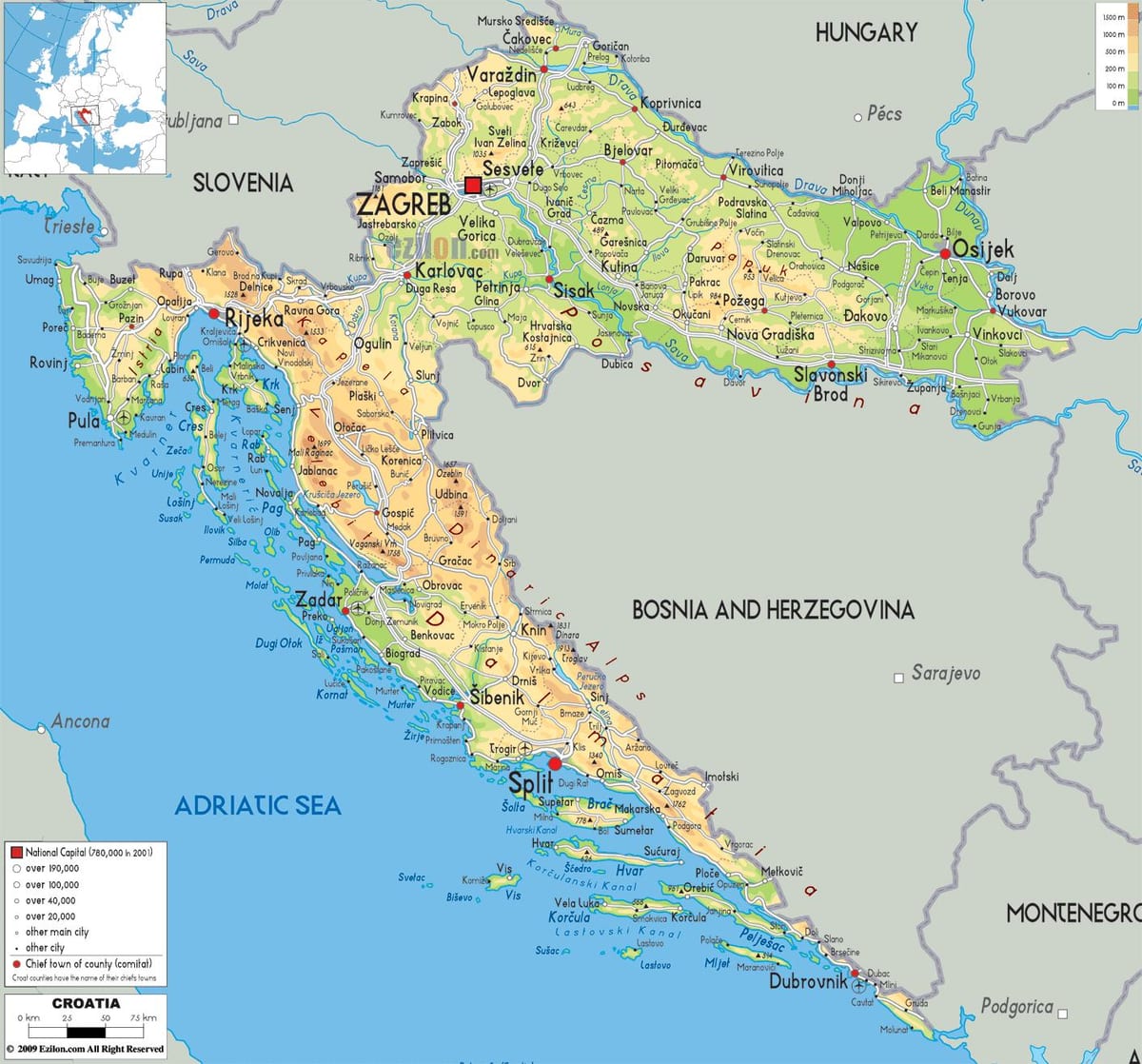 карта реке Хрватској 