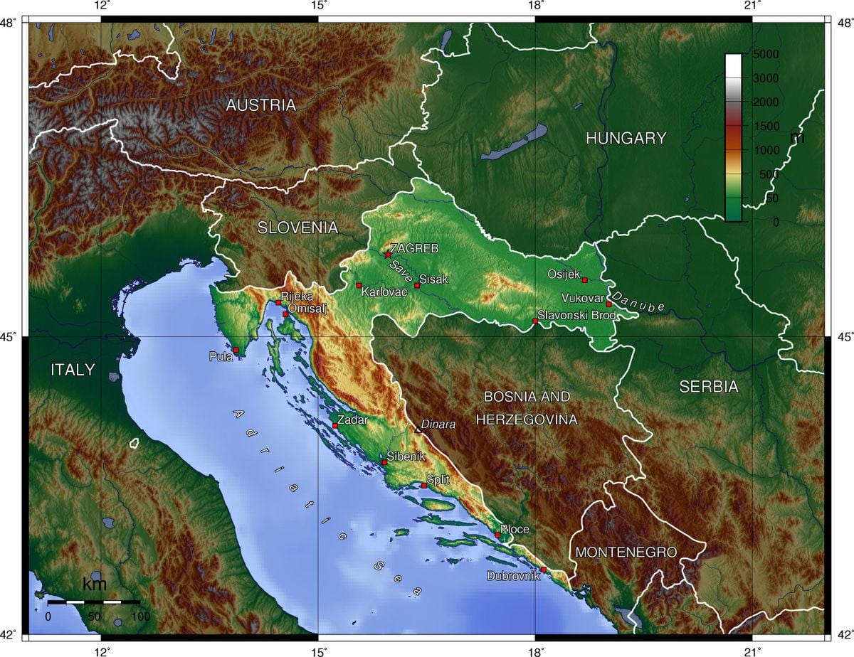 топографска карта Хрватске