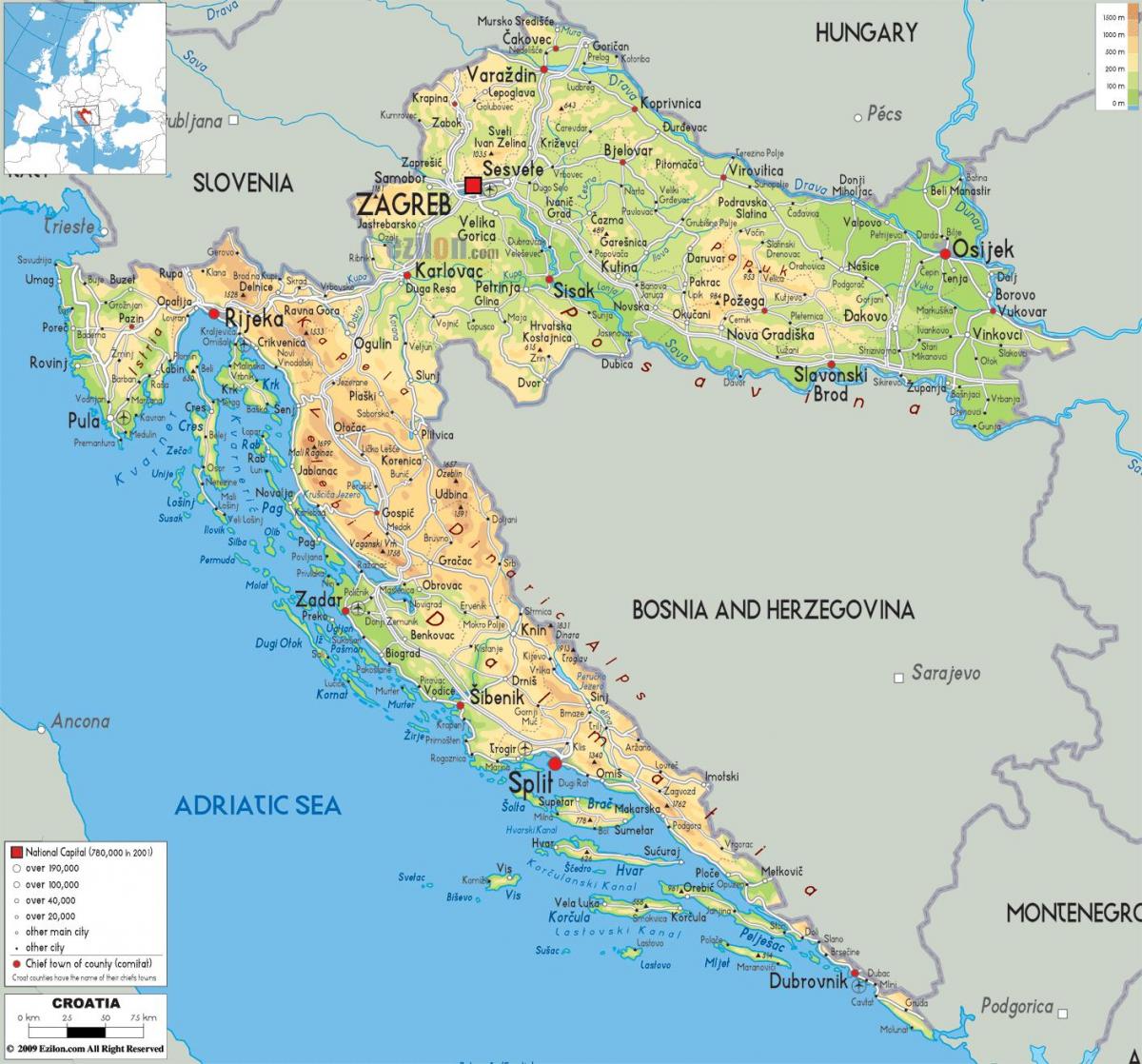 Хрватска на мапи