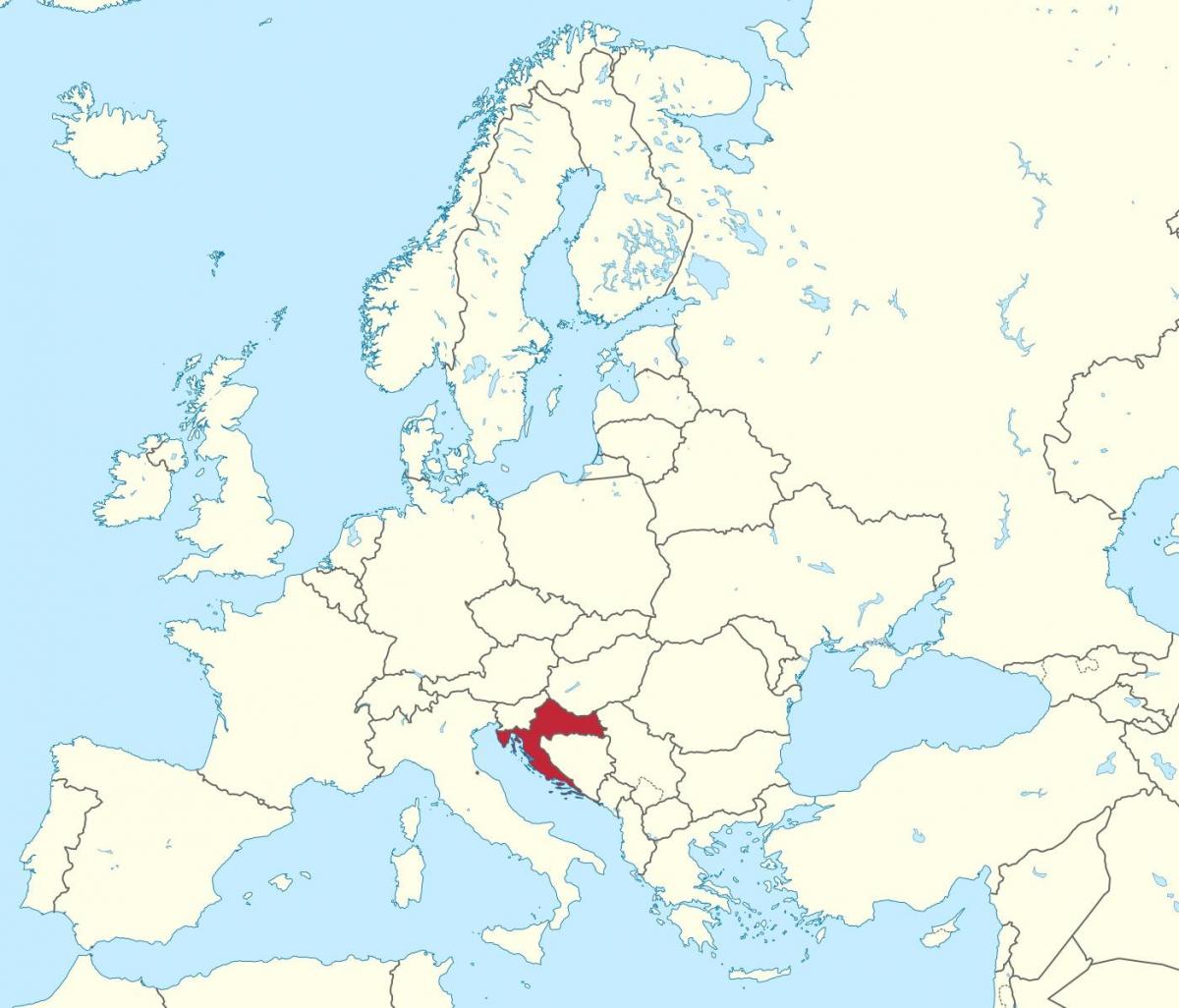 Хрватска на мапи Европе