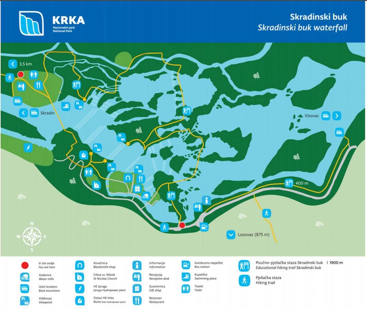 национални парк крка Хрватска-карта