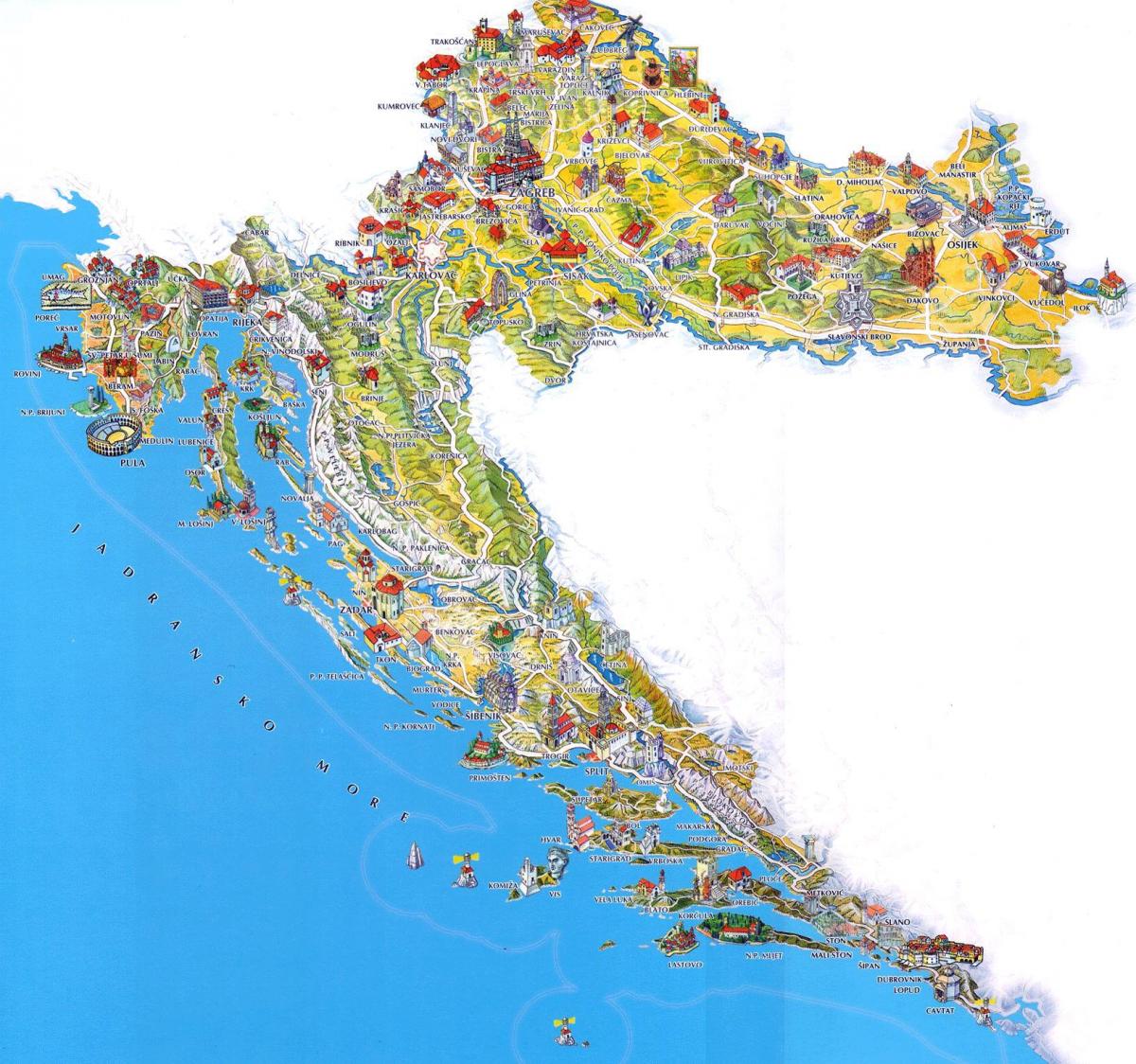 туристичке атракције на мапи Хрватске