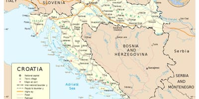 Карта Хрватске са градовима