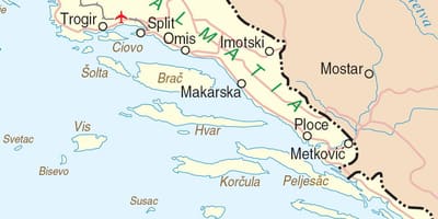 Карта Јужне Хрватске