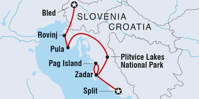 Плитвичка језера Хрватска на мапи