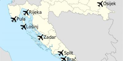 Карта Хрватске показује аеродрома